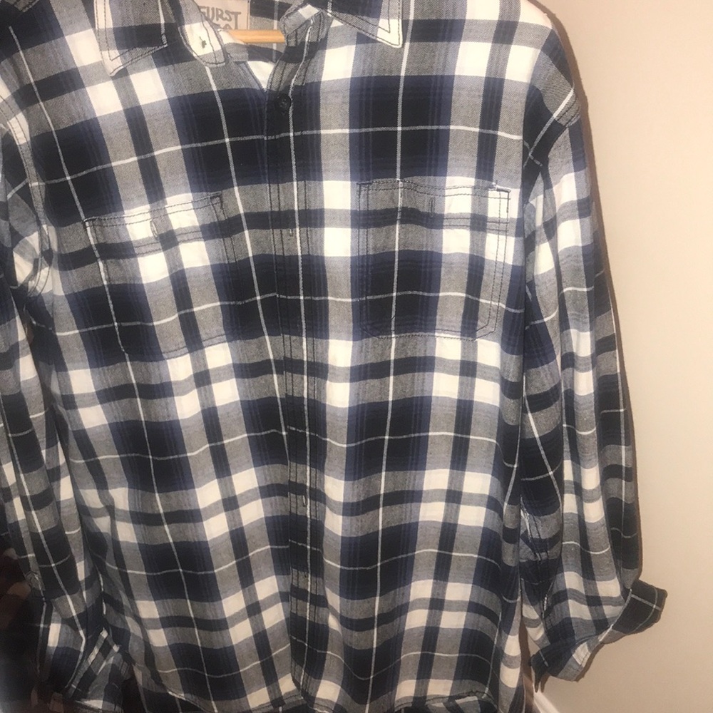 Oversized long sleeve flannel w beaded skull
